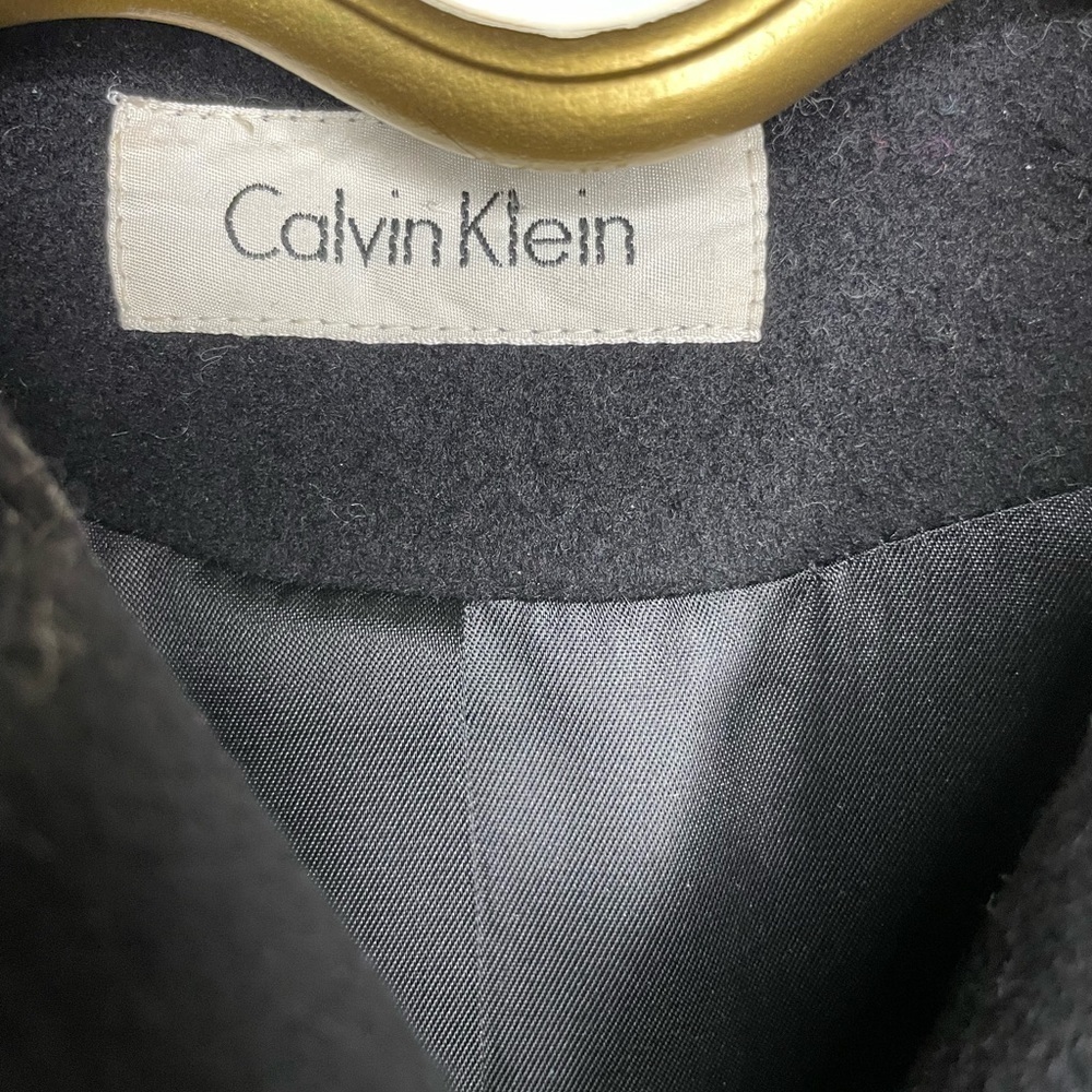 VTG Calvin Klein Made in USA, Runway 100% Merino wool fur collar Coat Size USA 6 - Picture 9 of 13